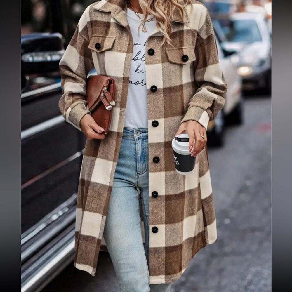 New Flannel plaid button down jacket - Picture 5 of 6